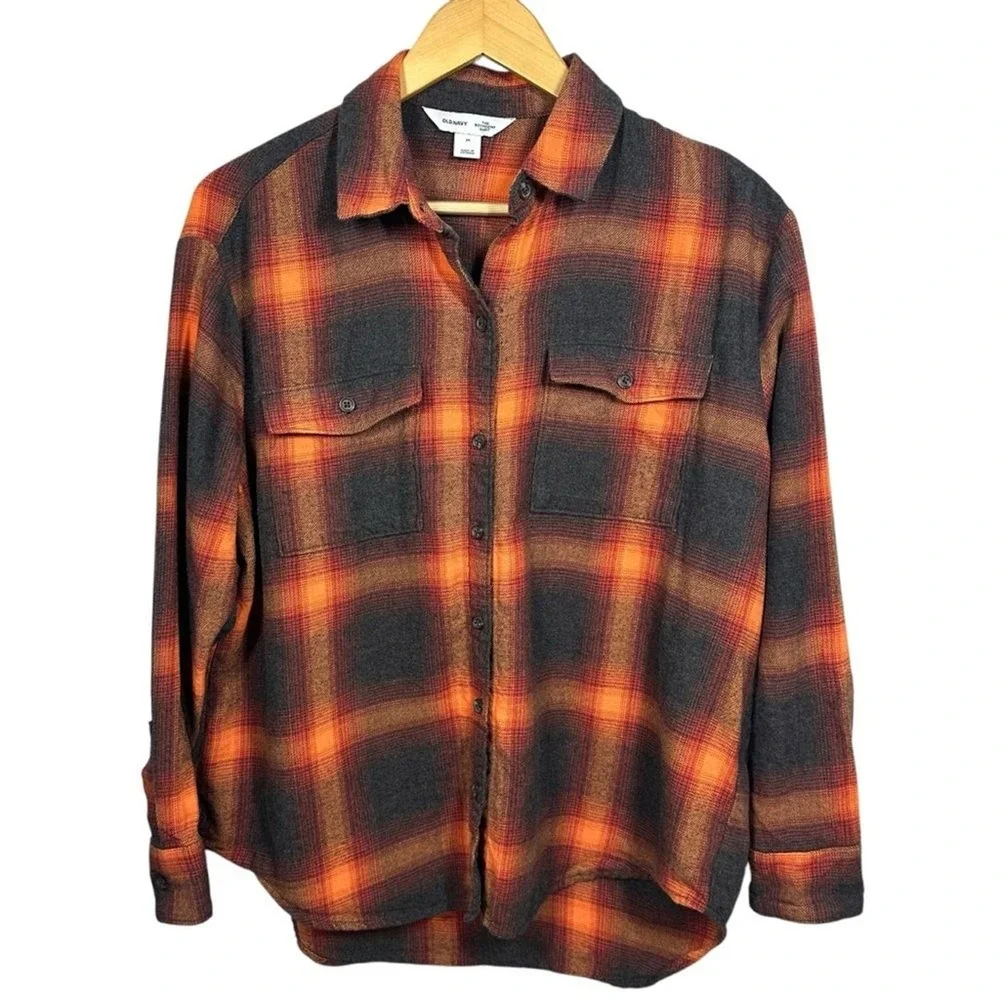 Old Navy Womens The Boyfriend Flannel Shirt Size‎ M ASO Swiftie Evermore Country